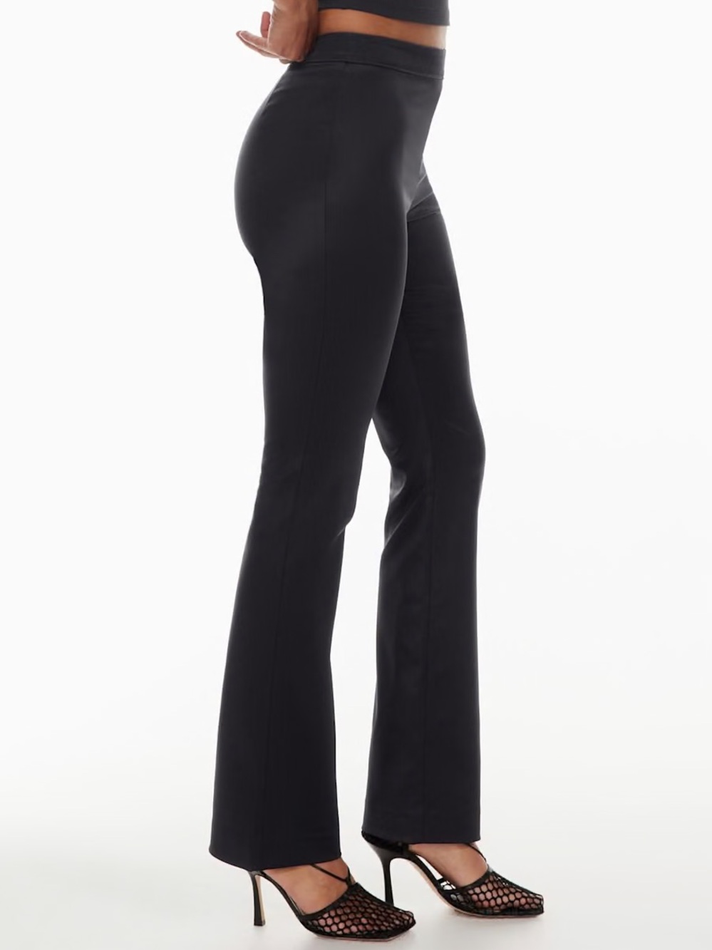 Aritzia Ten by Babaton Black High-Rise Satin Flare Pants
